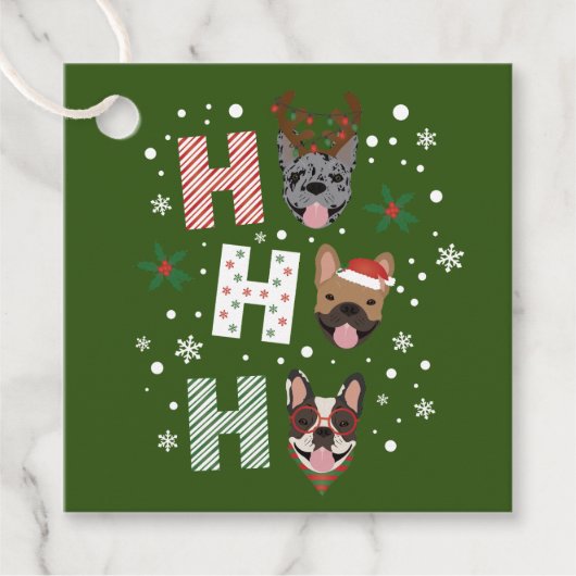 ホーホーフランスのブルドッグメリークリスマス フェイバータグ (正面)