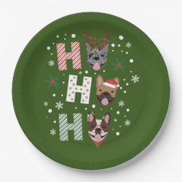 ホーホーフランスのブルドッグメリークリスマス ペーパープレート