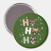 ホーホーフランスのブルドッグメリークリスマス マグネット (正面/裏面)