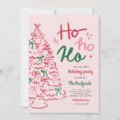 ホーホーホーパーティー 手描きのクリスマスホリデーパーティー 招待状 (正面)