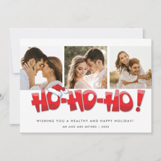 ホーホーホーホーサンタたった今結婚しましたカップルのクリスマス シーズンカード (正面)