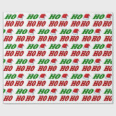 ホーホーホーホーサンタハットクリスマスレッドグリーンタイポグラフィ ラッピングペーパー (フラット)