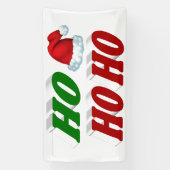 ホーホーホーホーサンタハットクリスマスレッドグリーンタイポグラフィ 横断幕 (縦)