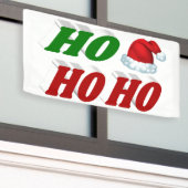 ホーホーホーホーサンタハットクリスマスレッドグリーンタイポグラフィ 横断幕 (ビルの外側)