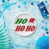 ホーホーホーホーサンタハットタイポグラフィクリスマス ペーパープレート (パーティー)