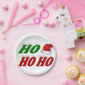 ホーホーホーホーサンタハットタイポグラフィクリスマス ペーパープレート (パーティー)