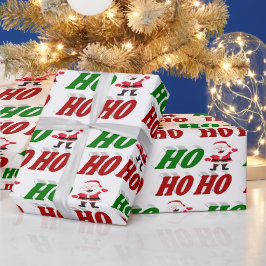 ホーホーホーホーホーサンタクロースクリスマスタイポグラフィ ラッピングペーパー