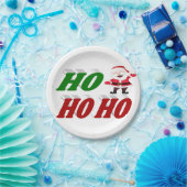 ホーホーホーホーホーサンタクロースタイポグラフィクリスマス ペーパープレート (パーティー)