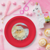 ホーホーホーホーホーサンタクロース顔かわいい赤いクリスマス ペーパープレート (パーティー)