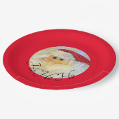 ホーホーホーホーホーサンタクロース顔かわいい赤いクリスマス ペーパープレート (アングル)