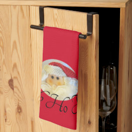 ホーホーホーホーホーサンタクロース顔レッドクリスマス キッチンタオル