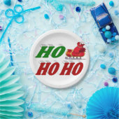 ホーホーホーホーホーサンタスリータイポグラフィクリスマス ペーパープレート (パーティー)