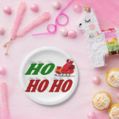 ホーホーホーホーホーサンタスリータイポグラフィクリスマス ペーパープレート (パーティー)
