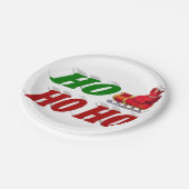 ホーホーホーホーホーサンタスリータイポグラフィクリスマス ペーパープレート (アングル)