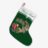 ホーホーホーホーホーサンタスリートインディアパーソナライズされた スモールクリスマスストッキング (正面 (吊り時))