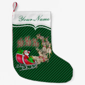 ホーホーホーホーホーサンタスリートインディアパーソナライズされた スモールクリスマスストッキング (正面)