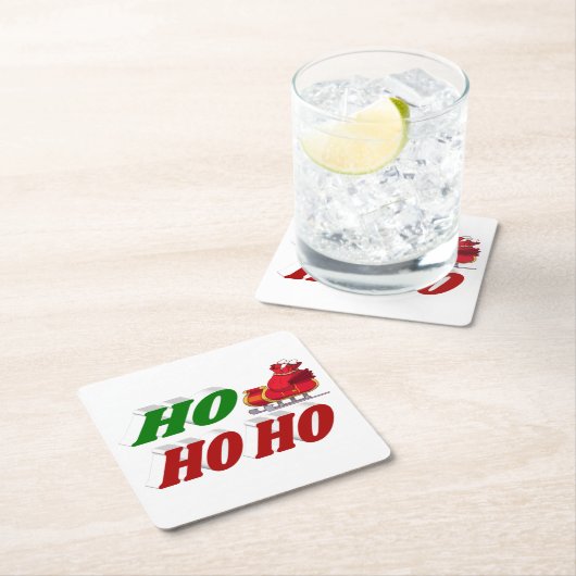 ホーホーホーホーホーサンタズライクリスマスタイポグラフィ スクエアペーパーコースター (インサイチュ)