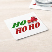 ホーホーホーホーホーサンタズライクリスマスタイポグラフィ スクエアペーパーコースター (アングル)