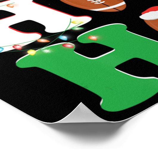 ホーホーホーホーホーサンタハットアメリカンフットボールおもしろいクリスマス ポスター (角)