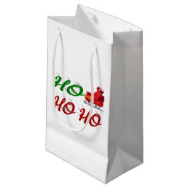 ホーホーホーホーホーサンタレー赤い緑のスクリプト スモールペーパーバッグ