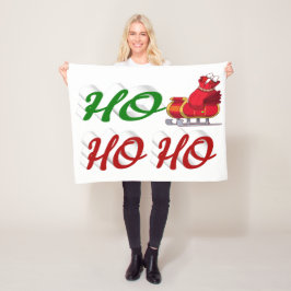 ホーホーホーホーホーサンタレー赤い緑のスクリプト フリースブランケット