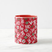 ホーホーホーホーレッド&グリーンクリスマスボール明るい赤 マグカップ (中央)