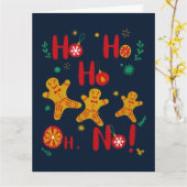ホーホーホー！なんてこと！かわいいジンジャーブレッドマン カード (黄色い花)