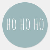 ホーホーホー！クリスマスのサンタ。青灰色の冬のホリデー ラウンドシール (正面)