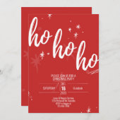 ホーホーホー クリスマスパーティー招待状 モダン レッド 招待状 (正面/裏面)
