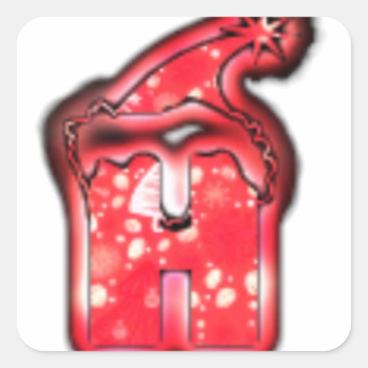 ホーホーホー! サンタクロースの帽子 メリークリスマス 星.png スクエアシール (正面)