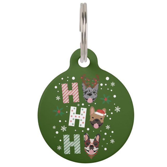 ホーホーホー フレンチブルドッグ メリークリスマス ペット　ネームタグ (正面)