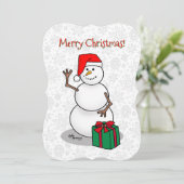 ホーホーホー!メリークリスマス サンタ きつい雪だるま シーズンカード (スタンド正面)