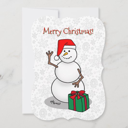 ホーホーホー!メリークリスマス サンタ きつい雪だるま シーズンカード (正面)