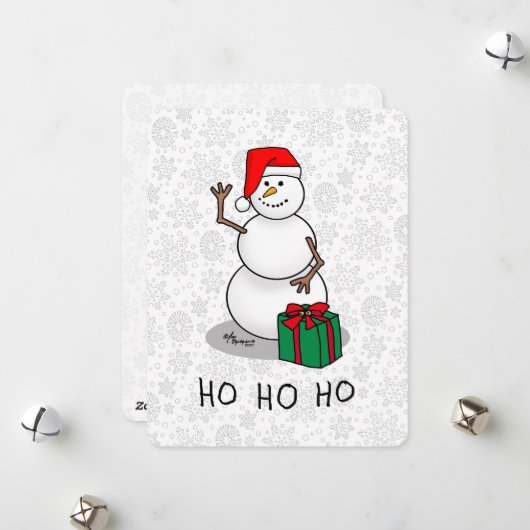 ホーホーホー!メリークリスマス サンタ きつい雪だるま シーズンカード (正面/裏面インサイチュ)