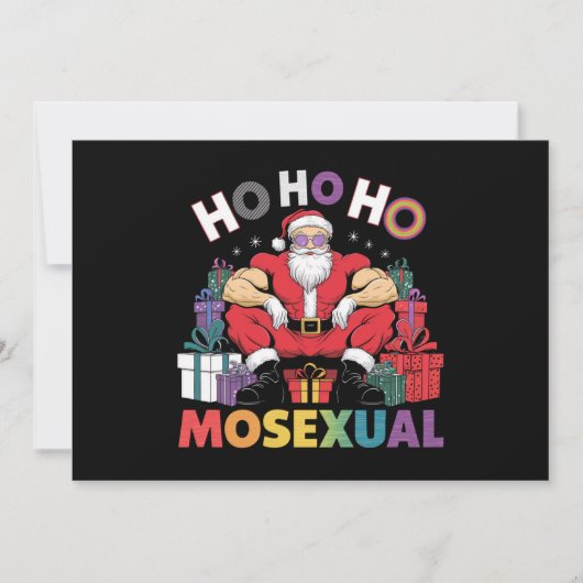 ホーホーホー 同性愛者 ゲイ サンタ LGBT ゲイ プライド クリスマス 招待状 (正面)