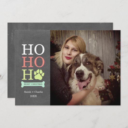 ホーホーホー 犬の足跡 クリスマス フォト (正面/裏面)