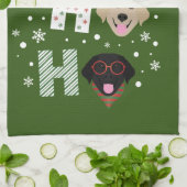 ホーホーラブラドールリトリエバーメリークリスマス キッチンタオル (折り畳み)