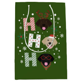 ホーホーラブラドールリトリエバーメリークリスマス ミディアムペーパーバッグ