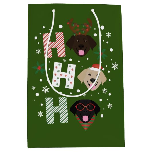 ホーホーラブラドールリトリエバーメリークリスマス ミディアムペーパーバッグ (正面)