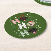 ホーホーラブラドールリトリエバーメリークリスマス ラウンドペーパーコースター (アングル)