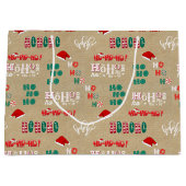 ホーホーヴィンテージブラウンクラフト紙クリスマス ラージペーパーバッグ (正面)