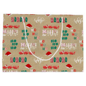 ホーホーヴィンテージブラウンクラフト紙クリスマス ラージペーパーバッグ (裏面)