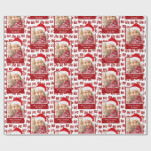 ホーホー文字ホリデーパターンwフォトクリスマスv2 ラッピングペーパー (フラット)