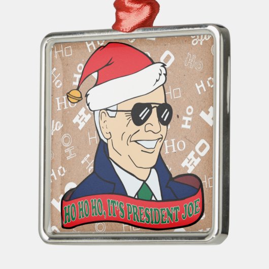 ホーホー社長ジョーバイデン氏イン・シェーズ・クリスマス メタルオーナメント (左)