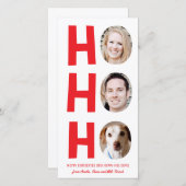 ホーホー3枚フォトスキニーホリデーカードレッド白 シーズンカード (正面/裏面)