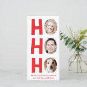 ホーホー3枚フォトスキニーホリデーカードレッド白 シーズンカード (スタンド正面)