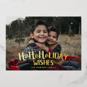 ホーホー ホリデー ウィッシュ クリスマス ホイル ホリデー カード (正面)