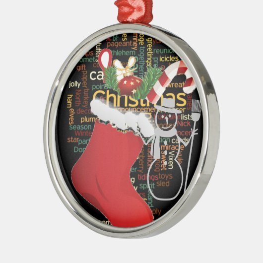 ホーホー!メリークリスマスと新年おめでとう メタルオーナメント (左)