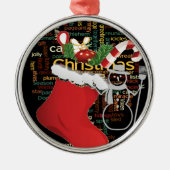 ホーホー！メリークリスマスと新年おめでとう メタルオーナメント (正面)