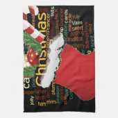 ホーホー!メリークリスマスの贈り物とお正月 キッチンタオル (縦)